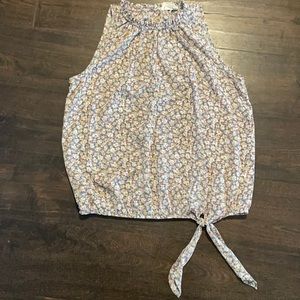 SIENNA SKY xs high neck floral tank top elastic waist knot tie key hole back